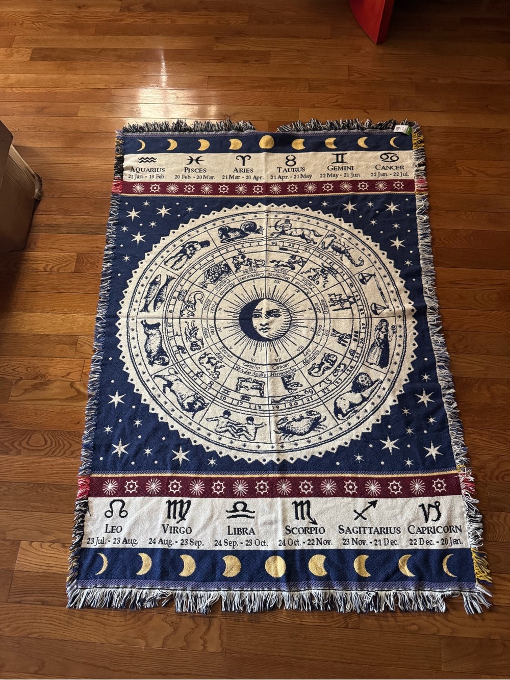 LOERCCE Zodiac Astrology Woven Throw Blanket Celestial Horoscope Moon Phase 5070
